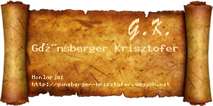 Günsberger Krisztofer névjegykártya